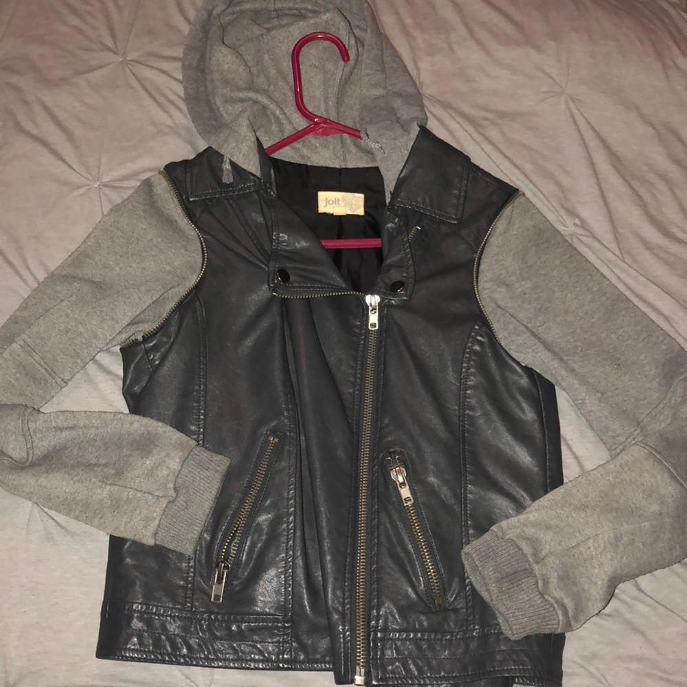 Jolt Leather Hoodie Jacket